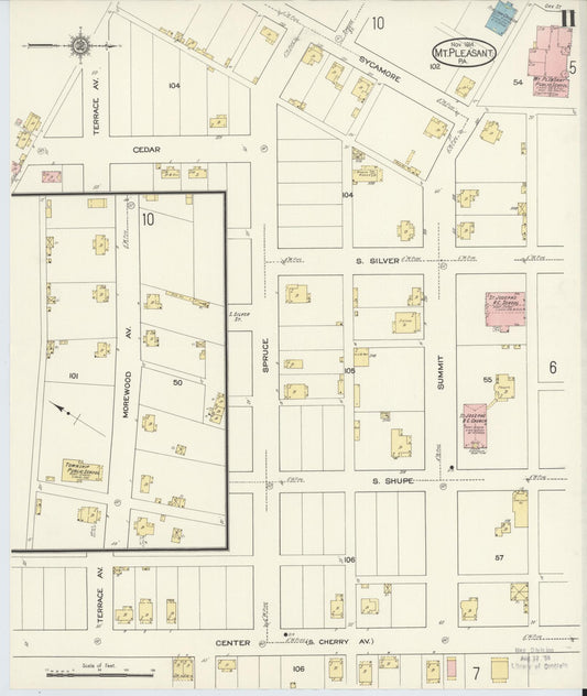 Sanborn Fire Insurance Map from Mount Pleasant, Westmoreland County, Pennsylvania (1914), Sheet #0011 - Historic Sanborn Fire Insurance Map Print, vintage old map wall art, antique decor, genealogy gift, Pennsylvania Pennsylvania map