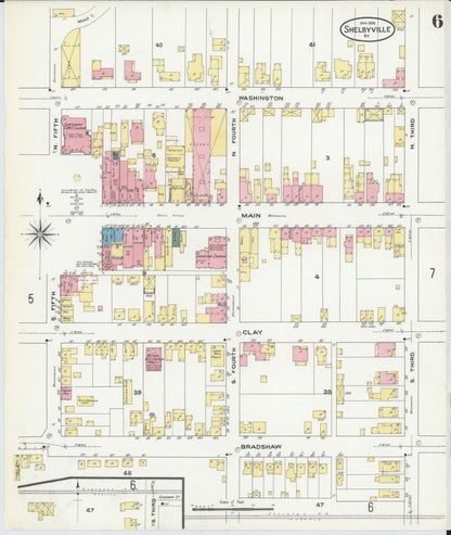 Sanborn Fire Insurance Map from Shelbyville, Shelby County, Kentucky (1909), Sheet #0006 - Complete Map Set gallery image, historic Sanborn map, vintage wall art, Kentucky Kentucky