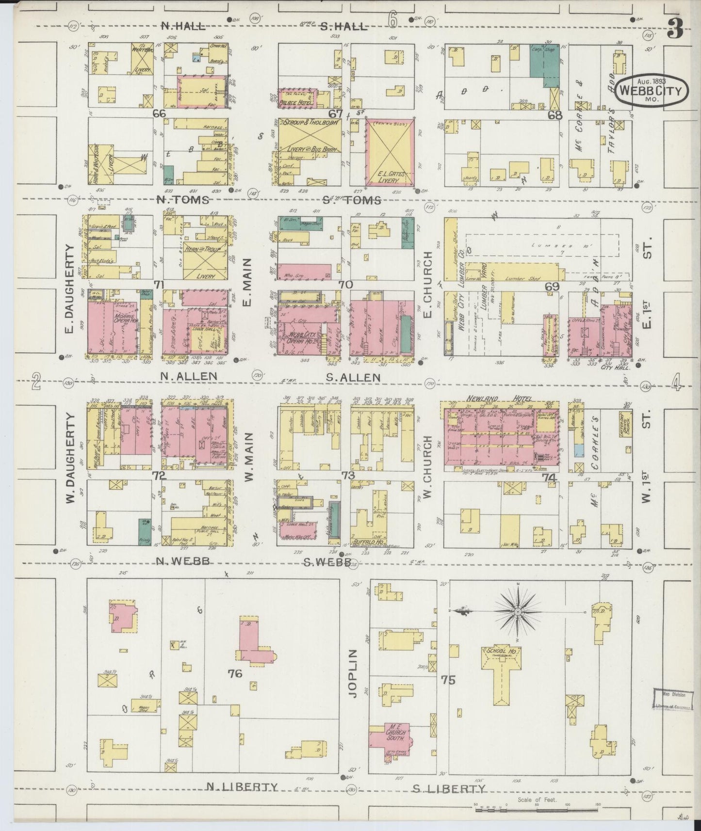 Sanborn Fire Insurance Map from Webb City, Jasper County, Missouri (1893), Sheet #0003 - Historic Sanborn Fire Insurance Map Print, vintage old map wall art, antique decor, genealogy gift, Missouri Missouri map
