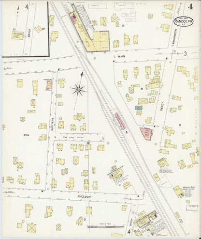 Sanborn Fire Insurance Map from Randolph, Cattaraugus County, New York (1907), Sheet #0004 - Historic Sanborn Fire Insurance Map Print, vintage old map wall art, antique decor, genealogy gift, New York New York map