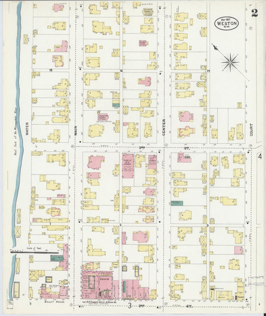 Sanborn Fire Insurance Map from Weston, Lewis County, West Virginia (1907), Sheet #0002 - Historic Sanborn Fire Insurance Map Print, vintage old map wall art, antique decor, genealogy gift, West Virginia West Virginia map