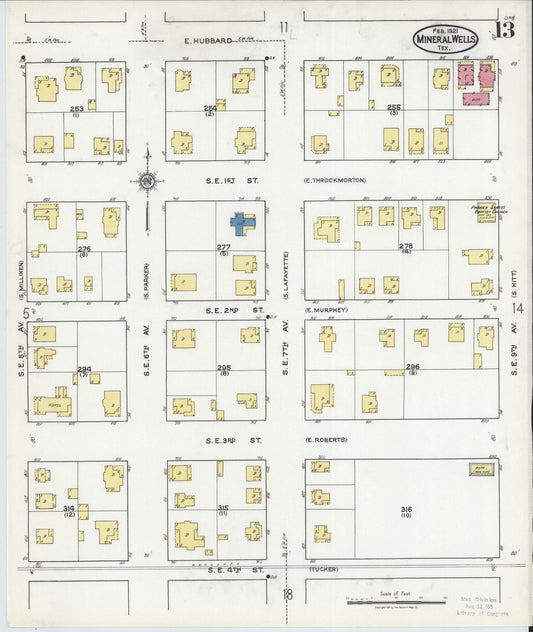 Sanborn Fire Insurance Map from Mineral Wells, Palo Pinto County, Texas (1921), Sheet #0013 - Historic Sanborn Fire Insurance Map Print, vintage old map wall art, antique decor, genealogy gift, Texas Texas map