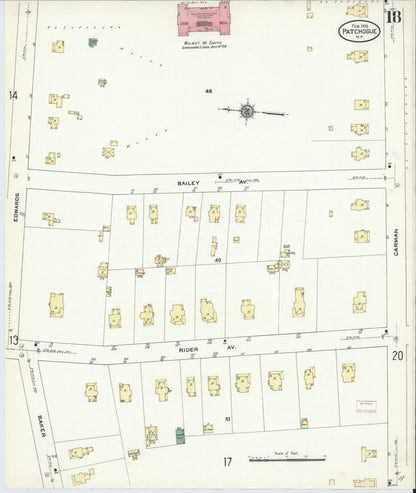 Sanborn Fire Insurance Map from Patchogue, Suffolk County, New York (1910), Sheet #0018 - Complete Map Set gallery image, historic Sanborn map, vintage wall art, New York New York
