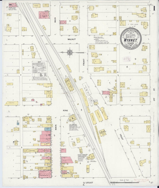 Sanborn Fire Insurance Map from Wyanet, Bureau County, Illinois (1911), Sheet #0001 - Historic Sanborn Fire Insurance Map Print, vintage old map wall art, antique decor, genealogy gift, Illinois Illinois map