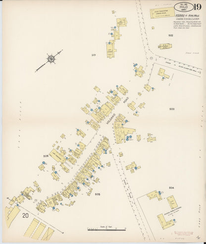Sanborn Fire Insurance Map from Hilo, Hawaii County, Hawaii (1914), Sheet #0019 - Historic Sanborn Fire Insurance Map Print, vintage old map wall art
