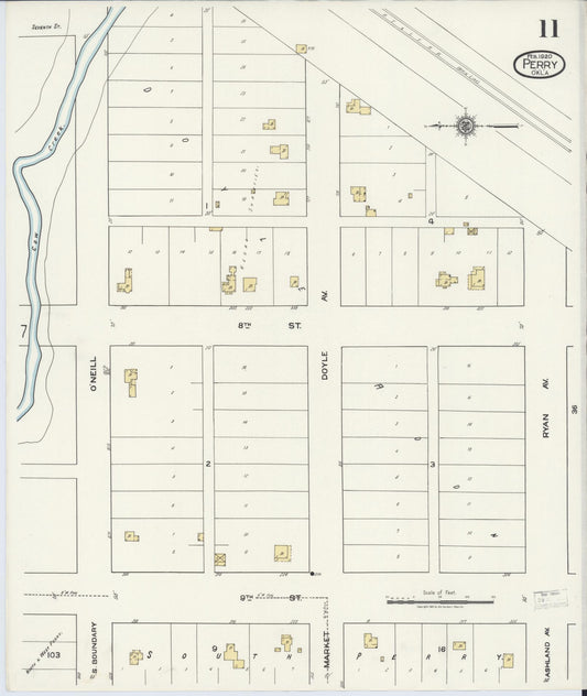 Sanborn Fire Insurance Map from Perry, Noble County, Oklahoma (1920), Sheet #0011 - Historic Sanborn Fire Insurance Map Print, vintage old map wall art, antique decor, genealogy gift, Oklahoma Oklahoma map