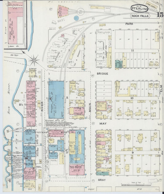 Sanborn Fire Insurance Map from Sterling, Whiteside County, Illinois (1891), Sheet #0015 - Historic Sanborn Fire Insurance Map Print, vintage old map wall art, antique decor, genealogy gift, Illinois Illinois map