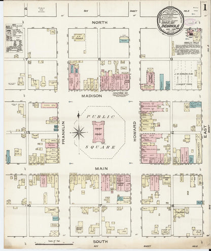 Sanborn Fire Insurance Map from Indianola, Warren County, Iowa (1886), Sheet #0001 - Historic Sanborn Fire Insurance Map Print