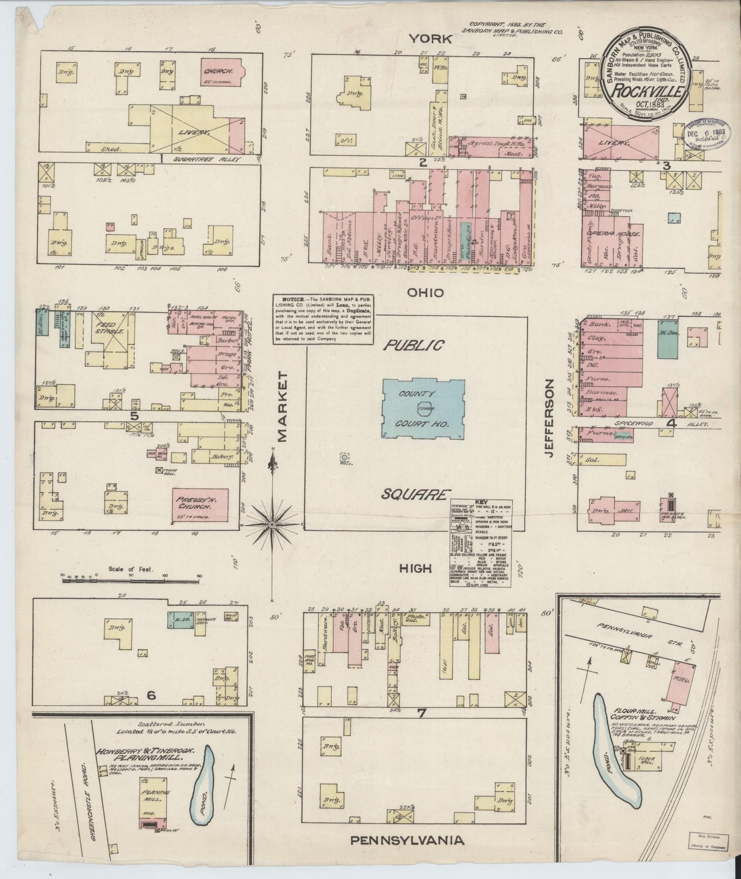 Sanborn Fire Insurance Map from Rockville, Parke County, Indiana. (1883) – Historic Sanborn Fire Insurance Map Print