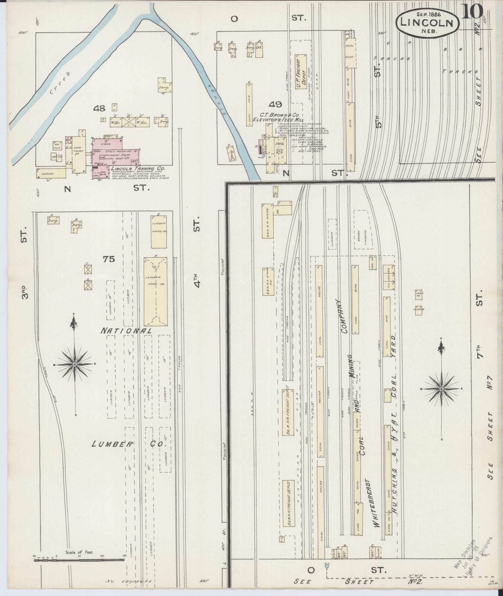 Sanborn Fire Insurance Map from Lincoln, Lancaster County, Nebraska (1886), Sheet #0010 - Historic Sanborn Fire Insurance Map Print, vintage old map wall art, antique decor, genealogy gift, Nebraska Nebraska map