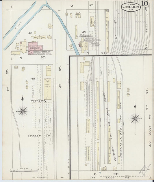 Sanborn Fire Insurance Map from Lincoln, Lancaster County, Nebraska (1886), Sheet #0010 - Historic Sanborn Fire Insurance Map Print, vintage old map wall art, antique decor, genealogy gift, Nebraska Nebraska map