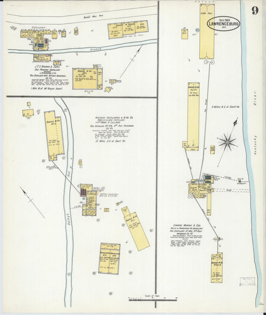Sanborn Fire Insurance Map from Lawrenceburg, Anderson County, Kentucky (1903), Sheet #0009 - Historic Sanborn Fire Insurance Map Print, vintage old map wall art, antique decor, genealogy gift, Kentucky Kentucky map