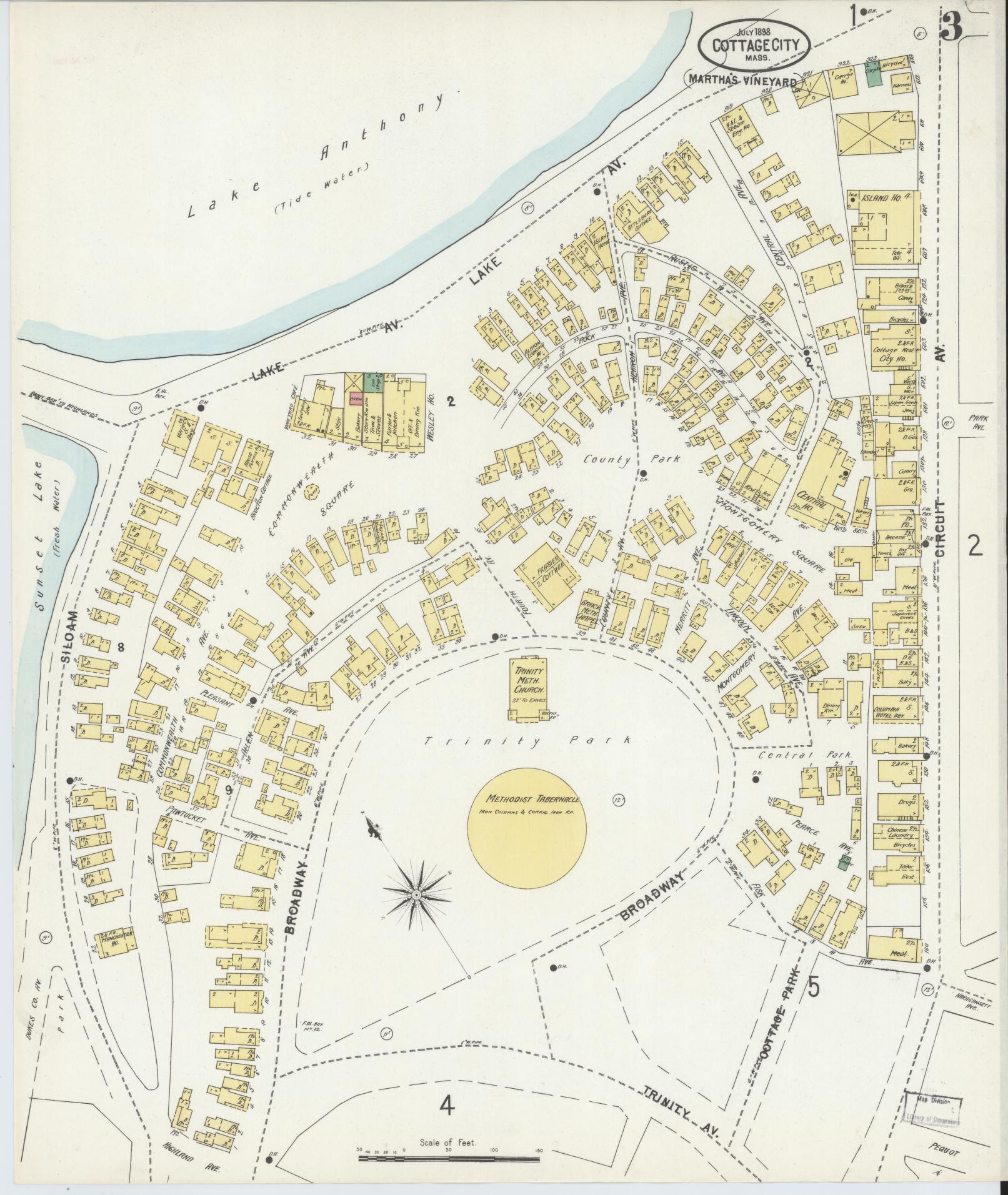 Sanborn Fire Insurance Map from Cottage City, Dukes County, Massachusetts (1898), Sheet #0003 - Complete Map Set gallery image, historic Sanborn map, vintage wall art, Massachusetts Massachusetts