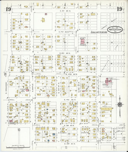 Sanborn Fire Insurance Map from Watertown, Codington County, South Dakota (1923), Sheet #0019 - Complete Map Set gallery image, historic Sanborn map, vintage wall art, South Dakota South Dakota