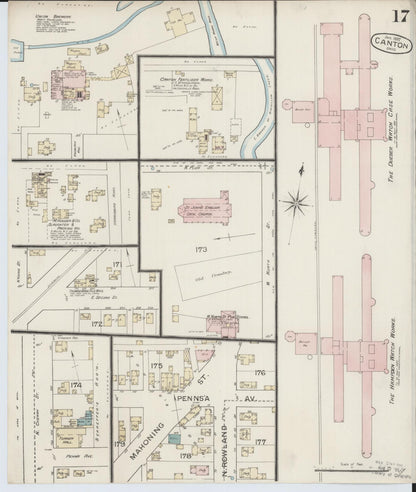 Sanborn Fire Insurance Map from Canton, Stark County, Ohio (1887), Sheet #0017 - Complete Map Set gallery image, historic Sanborn map, vintage wall art, Ohio Ohio
