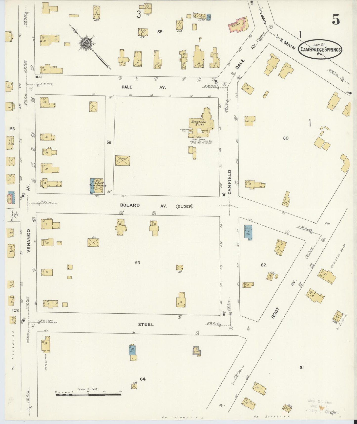 Sanborn Fire Insurance Map from Cambridge Springs, Crawford County, Pennsylvania (1911), Sheet #0005 - Historic Sanborn Fire Insurance Map Print, vintage old map wall art, antique decor, genealogy gift, Pennsylvania Pennsylvania map