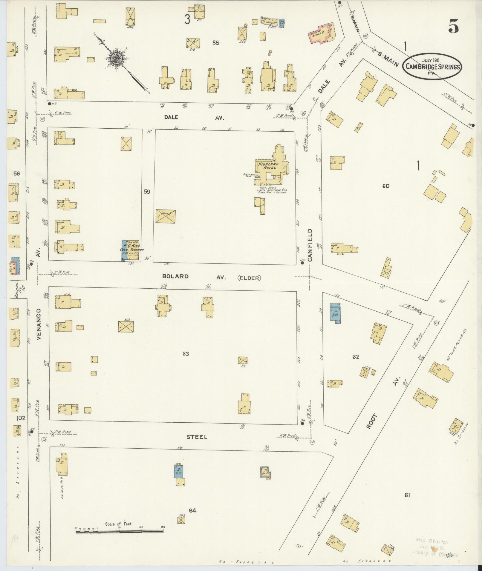 Sanborn Fire Insurance Map from Cambridge Springs, Crawford County, Pennsylvania (1911), Sheet #0005 - Historic Sanborn Fire Insurance Map Print, vintage old map wall art, antique decor, genealogy gift, Pennsylvania Pennsylvania map