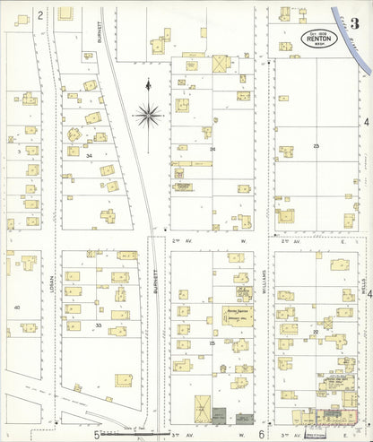 Sanborn Fire Insurance Map from Renton, King County, Washington (1909), Sheet #0003 - Complete Map Set gallery image, historic Sanborn map, vintage wall art, Washington Washington