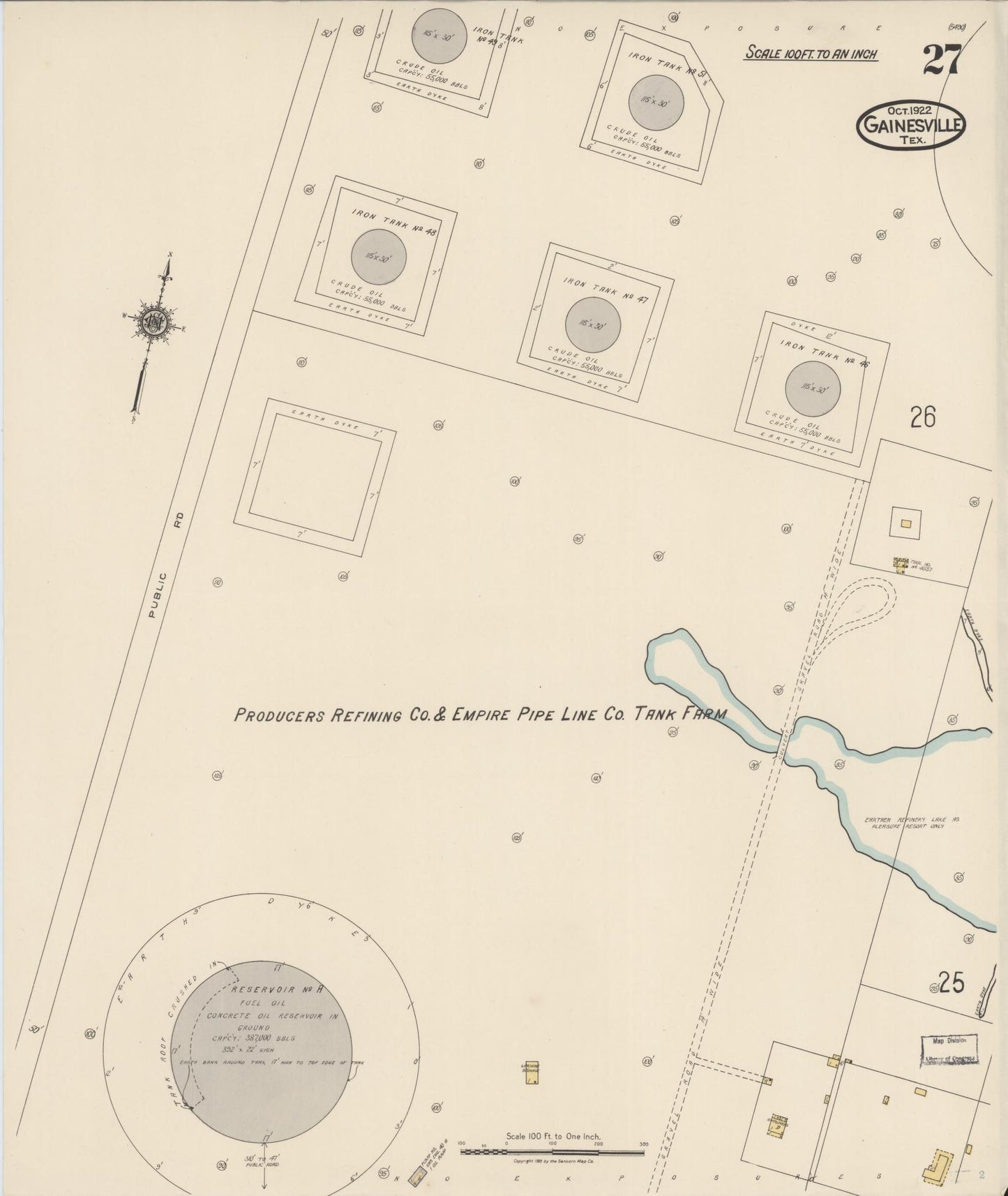 Sanborn Fire Insurance Map from Gainesville, Cooke County, Texas (1922), Sheet #0027 - Historic Sanborn Fire Insurance Map Print, vintage old map wall art, antique decor, genealogy gift, Texas Texas map