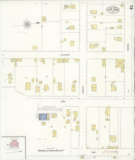 Sanborn Fire Insurance Map from Fort Jones, Siskiyou County, California (1908), Sheet #0002 - Historic Sanborn Fire Insurance Map Print, vintage old map wall art, antique decor, genealogy gift, California California map