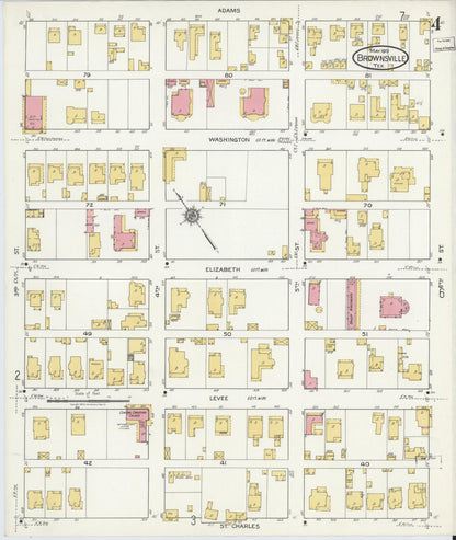 Sanborn Fire Insurance Map from Brownsville, Cameron County, Texas (1919), Sheet #0004 - Complete Map Set gallery image, historic Sanborn map, vintage wall art, Texas Texas