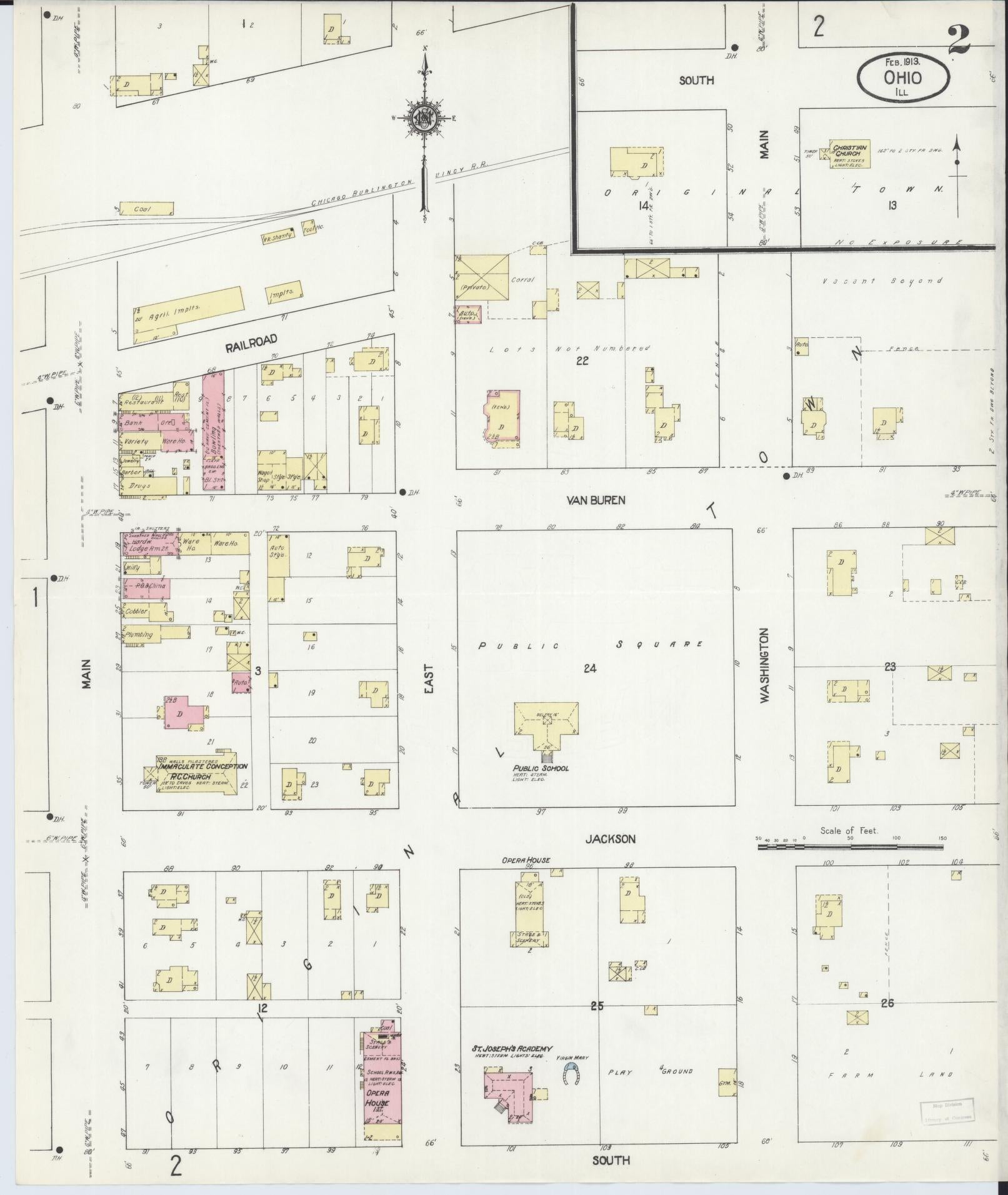 Sanborn Fire Insurance Map from Ohio, Bureau County, Illinois (1913), Sheet #0002 - Complete Map Set gallery image, historic Sanborn map, vintage wall art, Ohio Ohio