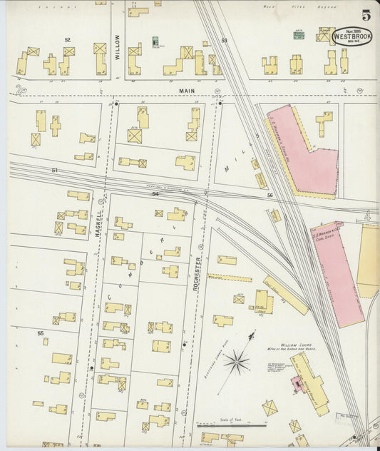 Sanborn Fire Insurance Map from Westbrook, Cumberland County, Maine (1895), Sheet #0005 - Historic Sanborn Fire Insurance Map Print, vintage old map wall art, antique decor, genealogy gift, Maine Maine map