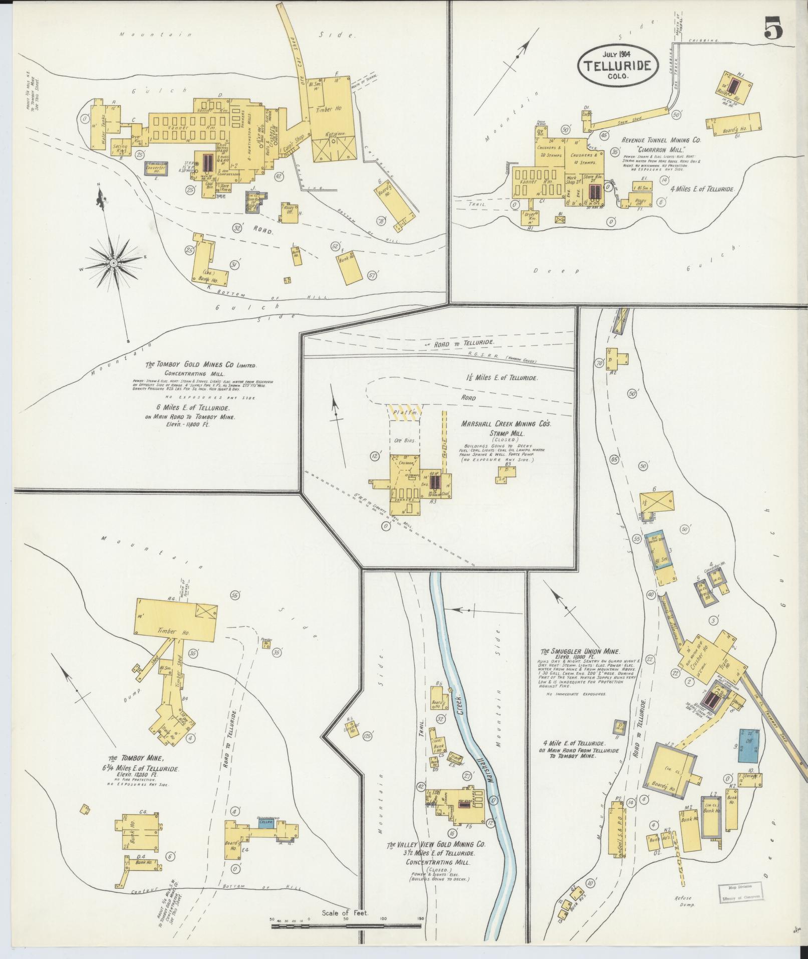 Sanborn Fire Insurance Map from Telluride, San Miguel County, Colorado (1904), Sheet #0005 - Complete Map Set gallery image, historic Sanborn map, vintage wall art, Colorado Colorado