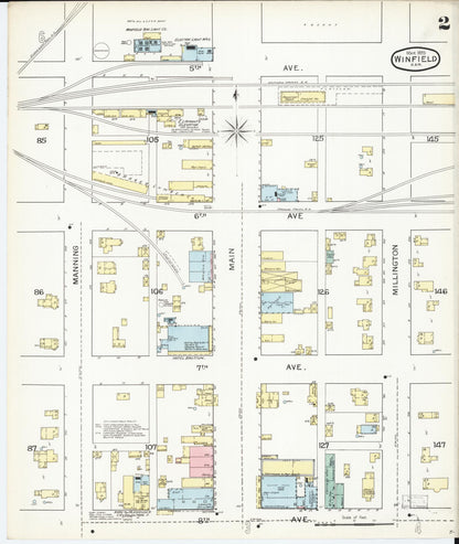 Sanborn Fire Insurance Map from Winfield, Cowley County, Kansas (1893), Sheet #0002 - Complete Map Set gallery image, historic Sanborn map, vintage wall art, Kansas Kansas