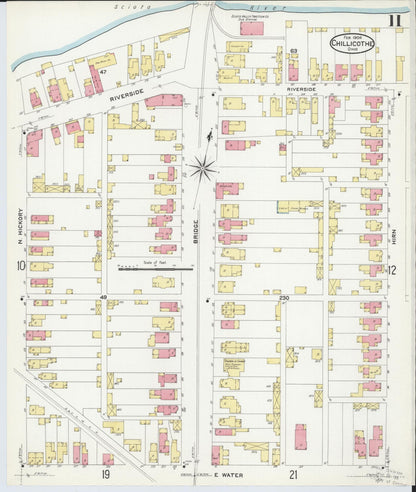 Sanborn Fire Insurance Map from Chillicothe, Ross County, Ohio (1909), Sheet #0011 - Historic Sanborn Fire Insurance Map Print, vintage old map wall art, antique decor, genealogy gift, Ohio Ohio map