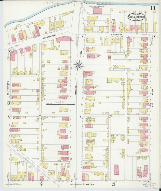 Sanborn Fire Insurance Map from Chillicothe, Ross County, Ohio (1909), Sheet #0011 - Historic Sanborn Fire Insurance Map Print, vintage old map wall art, antique decor, genealogy gift, Ohio Ohio map