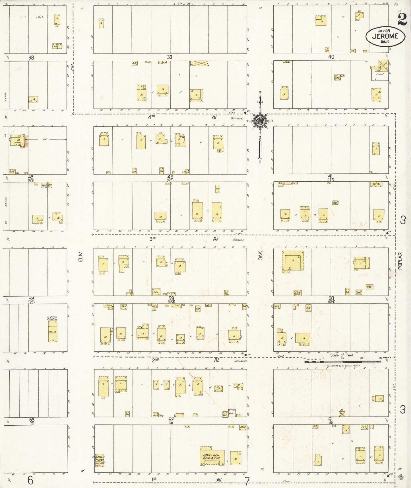 Sanborn Fire Insurance Map from Jerome, Jerome County, Idaho (1921), Sheet #0002 - Complete Map Set gallery image, historic Sanborn map, vintage wall art, Idaho Idaho
