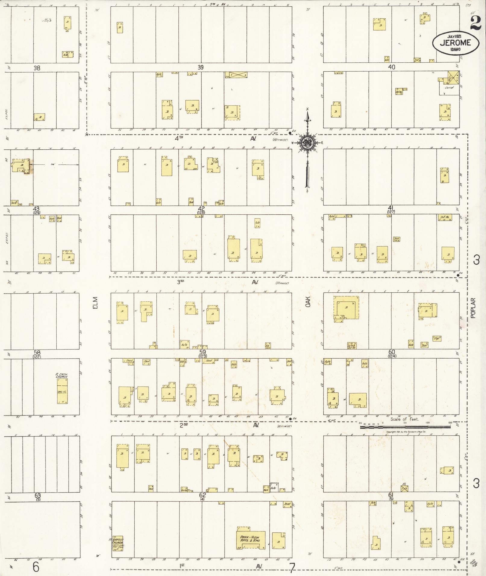Sanborn Fire Insurance Map from Jerome, Jerome County, Idaho (1921), Sheet #0002 - Complete Map Set gallery image, historic Sanborn map, vintage wall art, Idaho Idaho