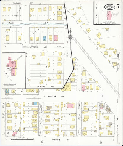 Sanborn Fire Insurance Map from Raton, Colfax County, New Mexico (1911), Sheet #0007 - Complete Map Set gallery image, historic Sanborn map, vintage wall art, New Mexico New Mexico