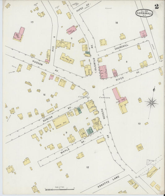 Sanborn Fire Insurance Map from Cornwall, Orange County, New York (1894), Sheet #0002 - Historic Sanborn Fire Insurance Map Print, vintage old map wall art, antique decor, genealogy gift, New York New York map