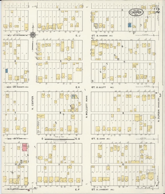 Sanborn Fire Insurance Map from Casper, Natrona County, Wyoming (1921), Sheet #0003 - Historic Sanborn Fire Insurance Map Print, vintage old map wall art, antique decor, genealogy gift, Wyoming Wyoming map