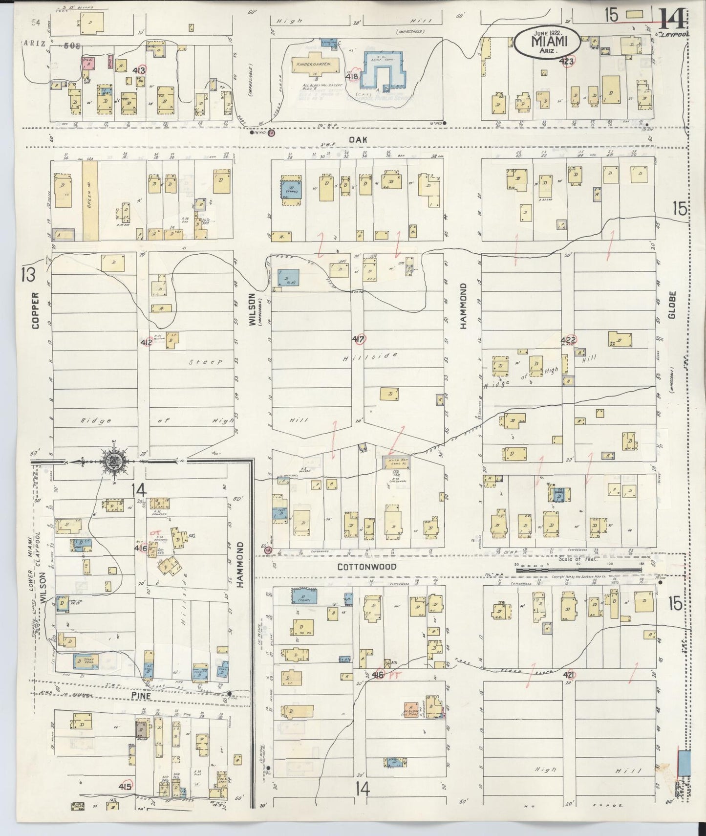 Sanborn Fire Insurance Map from Miami, Gila County, Arizona (1948), Sheet #0014 - Complete Map Set gallery image, historic Sanborn map, vintage wall art, Arizona Arizona