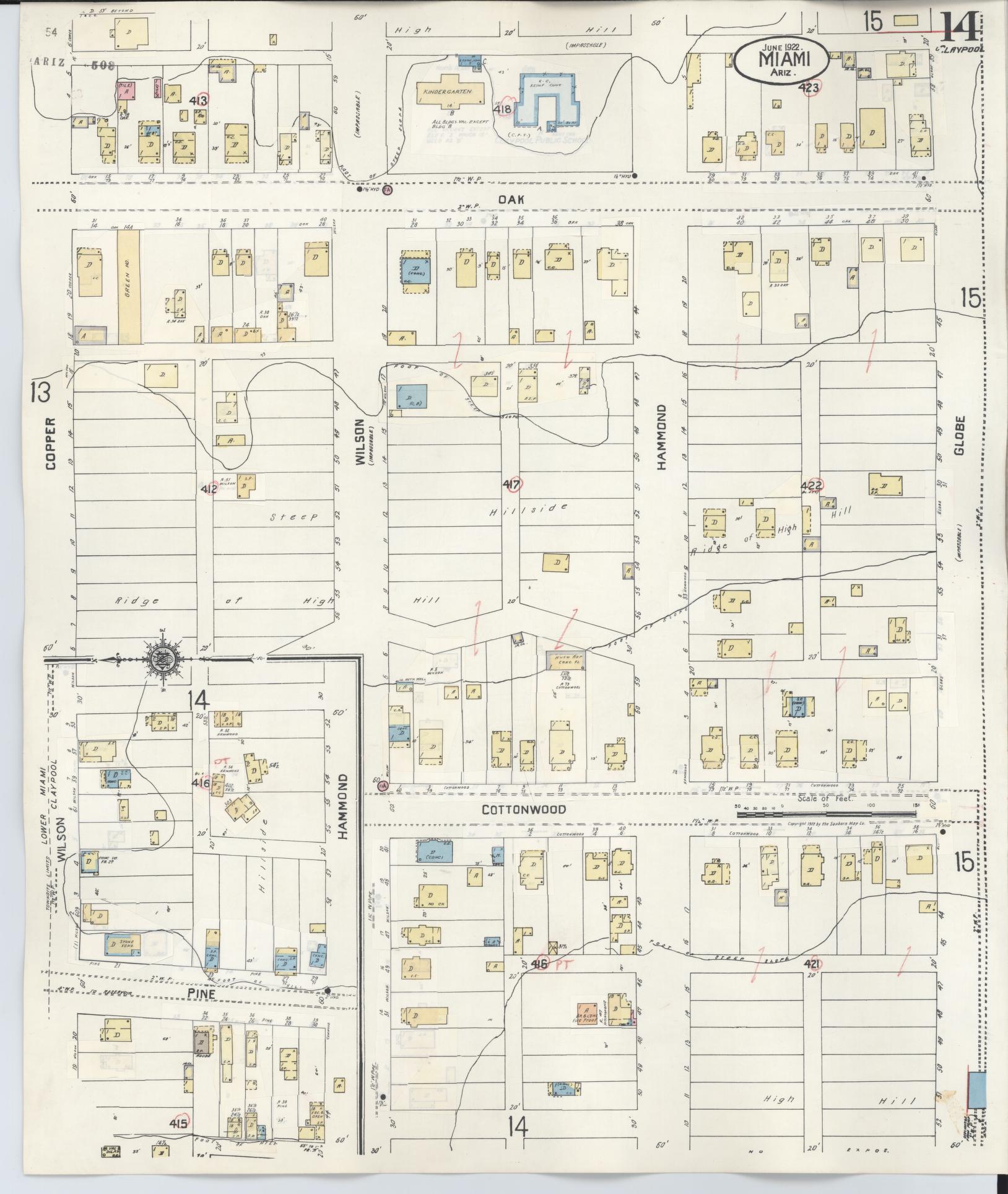 Sanborn Fire Insurance Map from Miami, Gila County, Arizona (1948), Sheet #0014 - Complete Map Set gallery image, historic Sanborn map, vintage wall art, Arizona Arizona