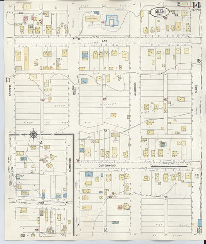 Sanborn Fire Insurance Map from Miami, Gila County, Arizona (1948), Sheet #0014 - Complete Map Set gallery image, historic Sanborn map, vintage wall art, Arizona Arizona