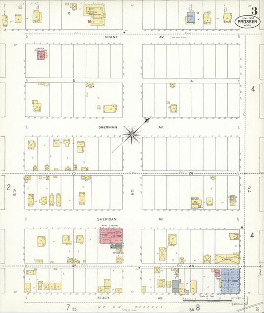 Sanborn Fire Insurance Map from Prosser, Benton County, Washington (1909), Sheet #0003 - Historic Sanborn Fire Insurance Map Print, vintage old map wall art, antique decor, genealogy gift, Washington Washington map