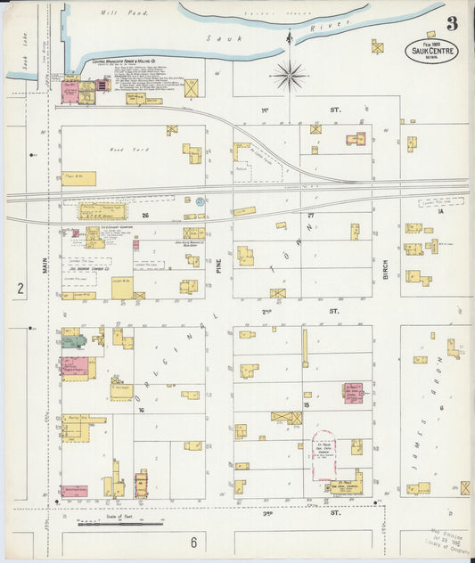 Sanborn Fire Insurance Map from Sauk Centre, Stearns County, Minnesota (1903), Sheet #0003 - Historic Sanborn Fire Insurance Map Print, vintage old map wall art, antique decor, genealogy gift, Minnesota Minnesota map