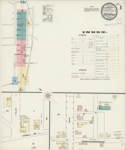 Sanborn Fire Insurance Map from Abingdon, Washington County, Virginia (1897), Sheet #0001 - Complete Map Set gallery image, historic Sanborn map, vintage wall art, Virginia Virginia