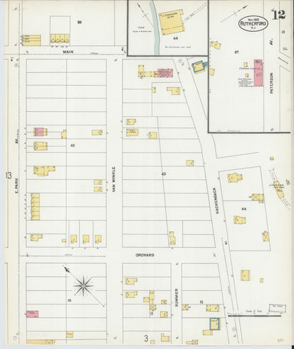 Sanborn Fire Insurance Map from Rutherford, Bergen County, New Jersey (1902), Sheet #0012 - Complete Map Set gallery image, historic Sanborn map, vintage wall art, New Jersey New Jersey