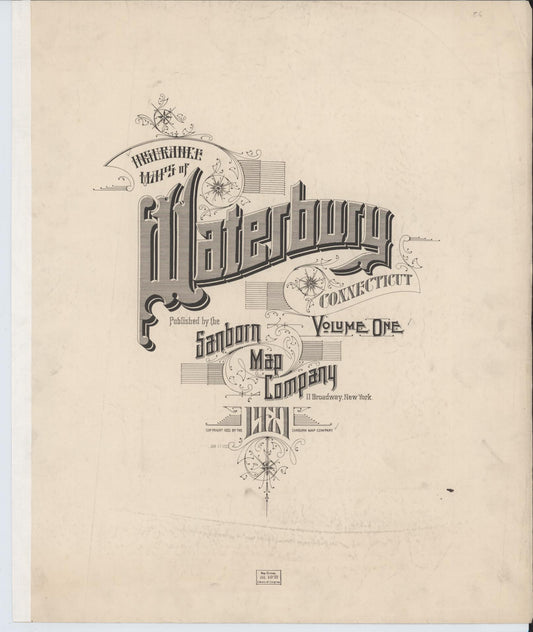 Sanborn Fire Insurance Map from Waterbury, New Haven County, Connecticut (1922), Sheet #0001 - Historic Sanborn Fire Insurance Map Print, vintage old map wall art, antique decor, genealogy gift, Connecticut Connecticut map