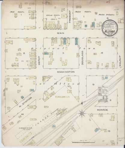 Sanborn Fire Insurance Map from Altona, Knox County, Illinois (1886), Sheet #0001 - Historic Sanborn Fire Insurance Map Print, vintage old map wall art, antique decor, genealogy gift, Illinois Illinois map