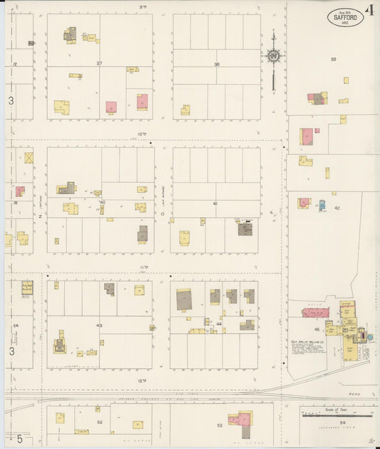 Sanborn Fire Insurance Map from Safford, Graham County, Arizona (1915), Sheet #0004 - Historic Sanborn Fire Insurance Map Print, vintage old map wall art, antique decor, genealogy gift, Arizona Arizona map