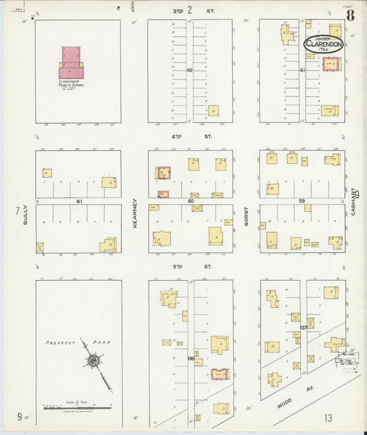 Sanborn Fire Insurance Map from Clarendon, Donley County, Texas (1921), Sheet #0008 - Historic Sanborn Fire Insurance Map Print, vintage old map wall art, antique decor, genealogy gift, Texas Texas map