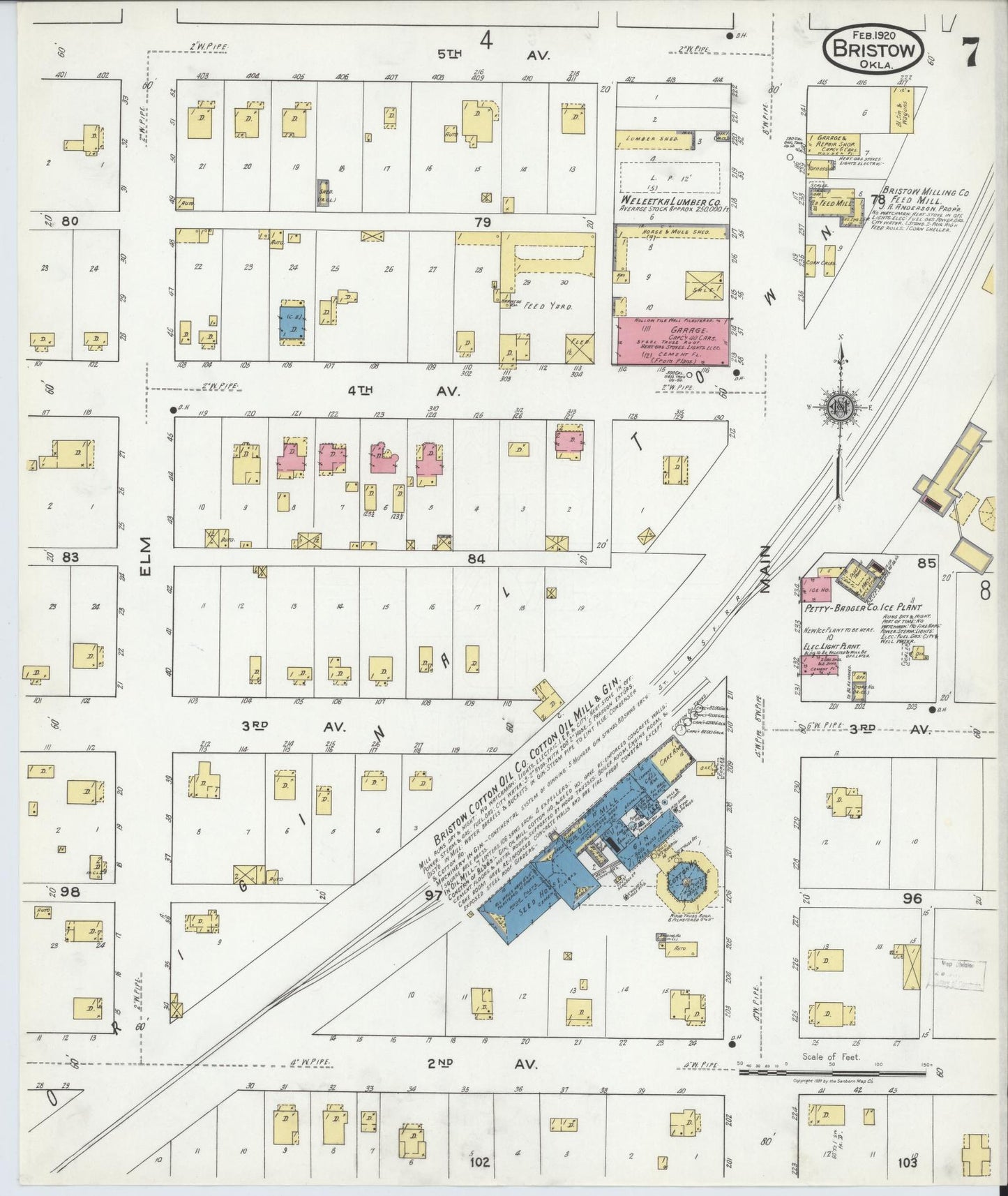 Sanborn Fire Insurance Map from Bristow, Creek County, Oklahoma (1920), Sheet #0007 - Historic Sanborn Fire Insurance Map Print, vintage old map wall art, antique decor, genealogy gift, Oklahoma Oklahoma map