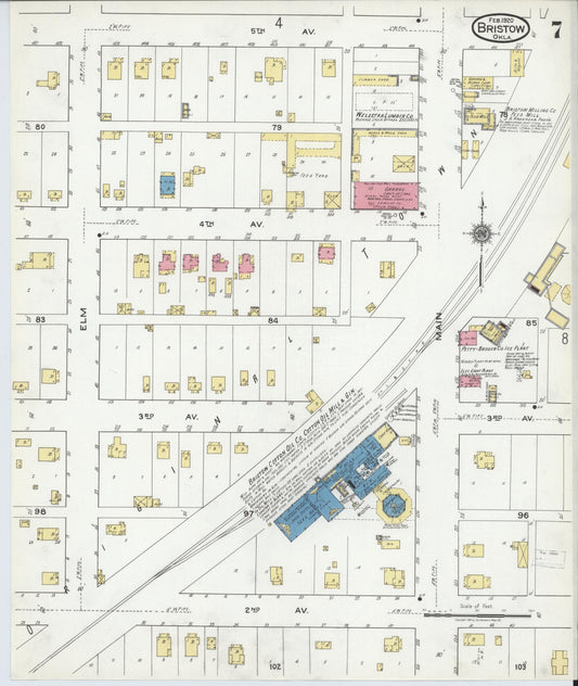 Sanborn Fire Insurance Map from Bristow, Creek County, Oklahoma (1920), Sheet #0007 - Historic Sanborn Fire Insurance Map Print, vintage old map wall art, antique decor, genealogy gift, Oklahoma Oklahoma map