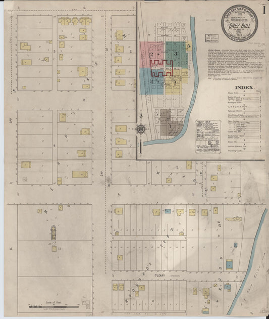 Sanborn Fire Insurance Map from Greybull, Big Horn County, Wyoming (1918), Sheet #0001 - Historic Sanborn Fire Insurance Map Print, vintage old map wall art, antique decor, genealogy gift, Wyoming Wyoming map